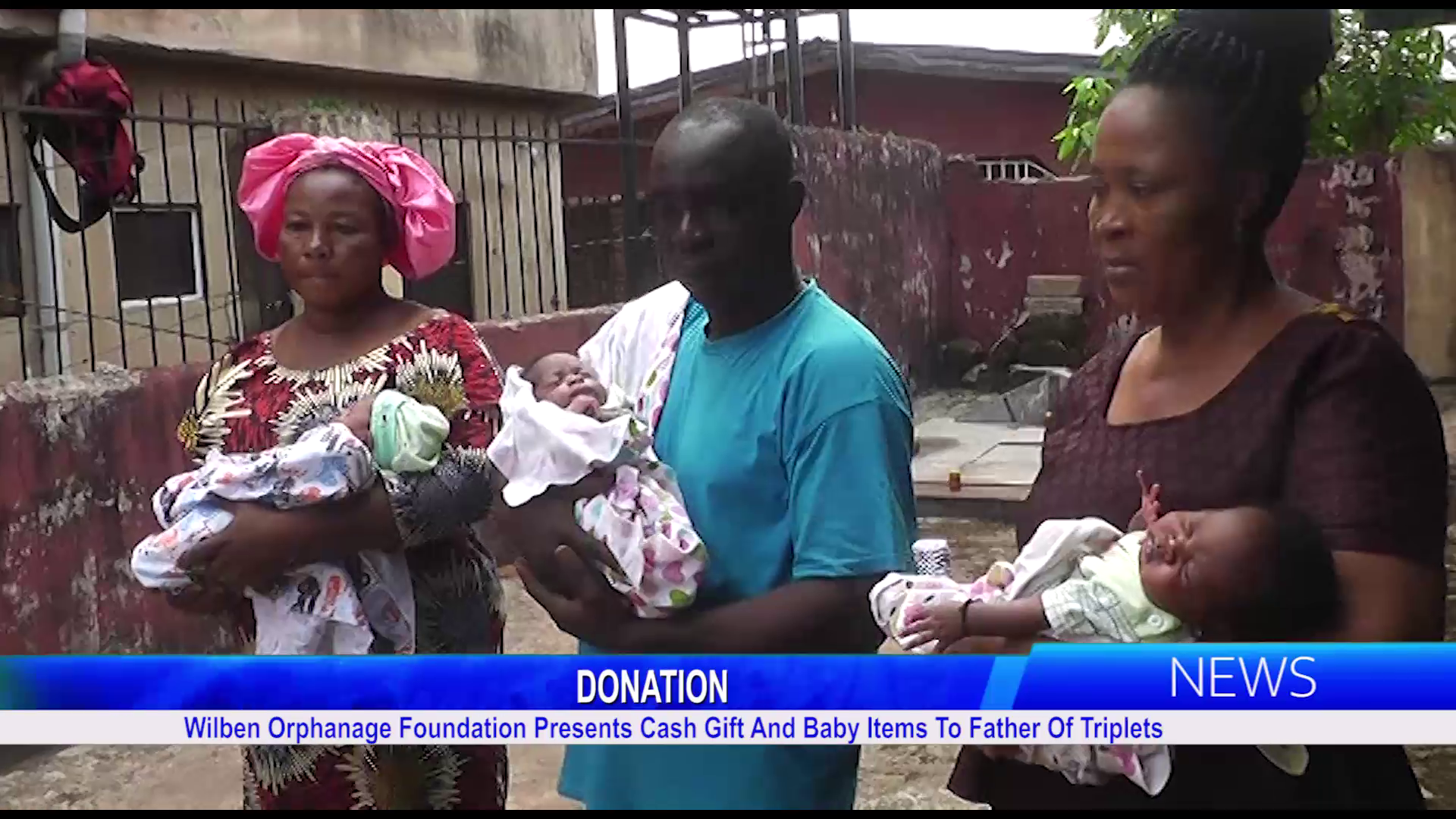 Wilben Orphanage Foundation Presents Cash Gift And Baby items To Father Of Triplets